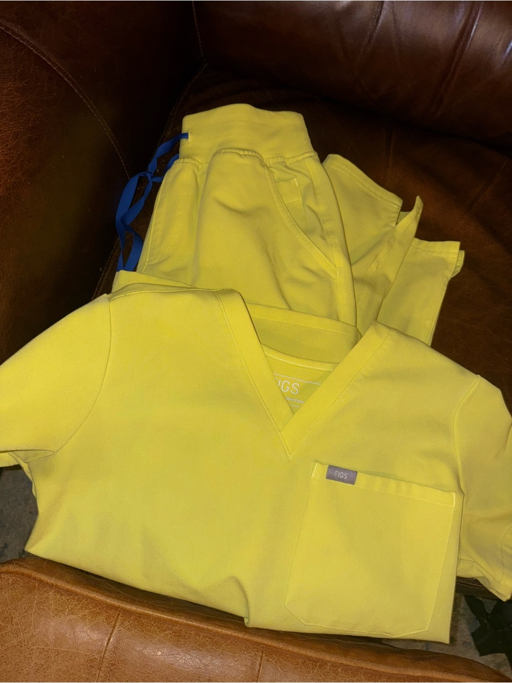 FIGS Kids Lemon Yellow V-Neck Scrub Top with Pocket